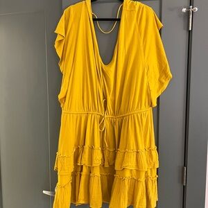 Anthropologie Yellow Ruffled Women's Dress